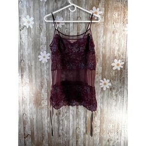 Victoria's Secret Lingerie Top Women's Sz L Purple Blue Lace Sheer Lightweight‎